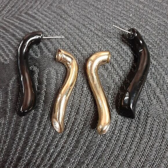 Zara Goldtone, Bejeweled and Enameled Statement Earrings - Picture 7 of 15